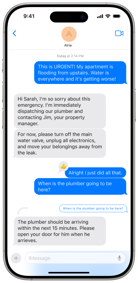 Atria conversation showing emergency response